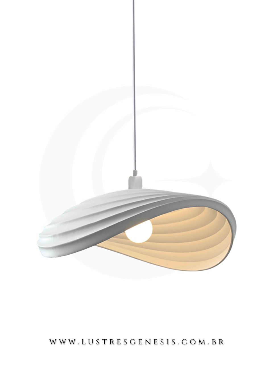 Luminaria Pendente Moderna DCD02677 Branco Resina E27 43x33cm, Cabeceira de Cama, Lavabo, Balcao de cozinha, Banheiro
